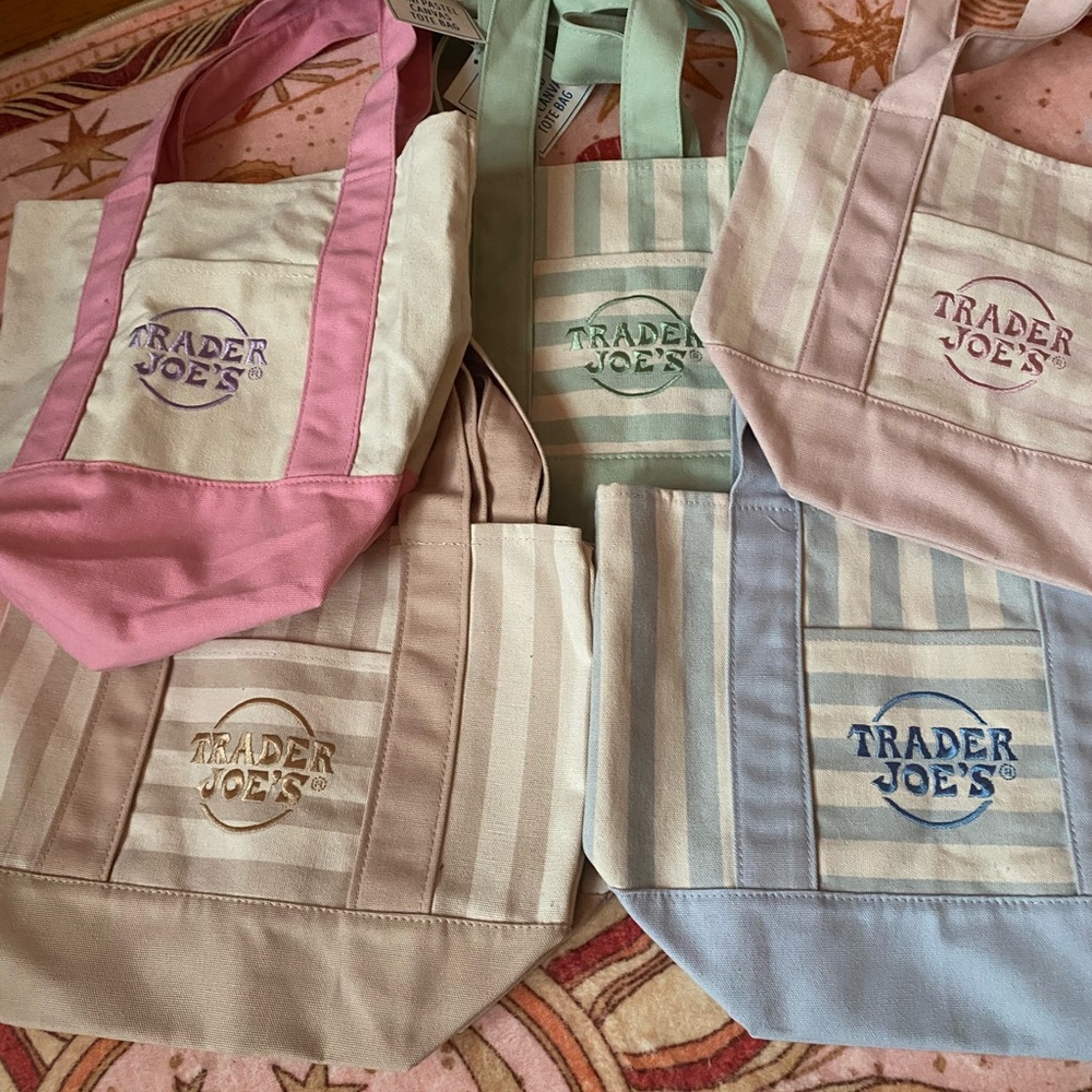 Pastel Stripe Canvas Tote Bag - Pink, Mint, Blue, Cream $10 each
